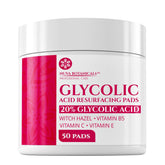 Nuva Botanicals discos de ácido glicólico al 20% para rostro, exfoliación suave.