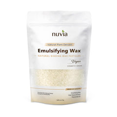 Nuvia Organics Emulsifying Wax 6oz bottle, ideal for creating stable water-in-oil emulsions in cosmetics