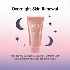 Nuvie Collagen Overnight Mask brush included for precise application.