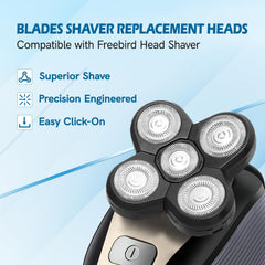 NXPPYY Freebird head shaver blades with 360-degree rotation for a seamless contour glide