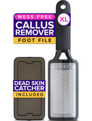 NYK1 MegaFile rustproof foot file with catcher for mess-free callus removal.