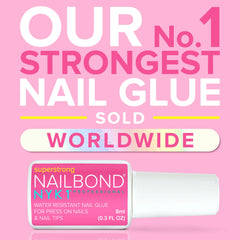 NYK1 NailBond brush-on glue close-up with built-in precision brush for easy, mess-free application.