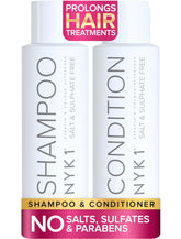 nyk1 no-salt sulfate-free shampoo bottle demonstrates gentle cleansing for color-treated hair