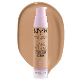 NYX Bare With Me Concealer Serum, bote para cobertura suave y hidratación duradera.