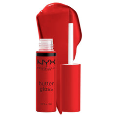 NYX Butter Gloss Apple Crisp swatch shows silky, non-sticky shine.