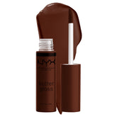 NYX Butter Gloss Brown Sugar Lava Cake bottle shows rich non-sticky shine