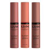 NYX Butter Gloss Brown Sugar, textura sedosa y brillo suave para labios lisos