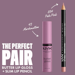 NYX Butter Gloss Marshmallow wand application shows smooth, even gloss without drag