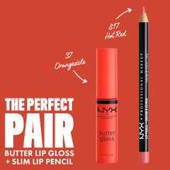 NYX Butter Gloss Orangesicle on lips shows glossy, even finish