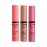NYX PROFESSIONAL MAKEUP Butter Gloss Pack 3 Pastel de Ángel para labios suaves y brillantes.