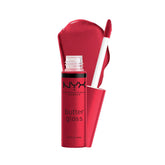 NYX Butter Gloss Red Velvet bottle showing a rich red shade for everyday glam