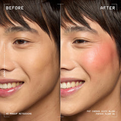 Close-up swatch of NYX Fat Cheeks blush showing a dewy glow.