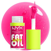 NYX PROFESSIONAL MAKEUP Fat Oil Lip Drip bottle close-up showcasing glossy shine and hydration.