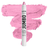 NYX Jumbo Eye Pencil Cupcake pink swatch showing creamy, blendable shadow color