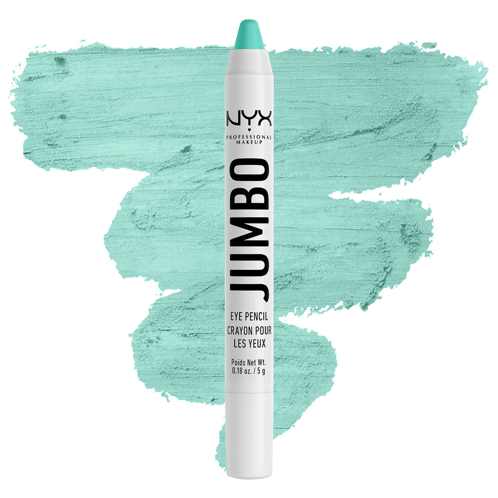 NYX Jumbo Eye Pencil Macaroon Mint swirls for bold, creamy eye color base.