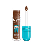 NYX Lip IV con brillo hidratante en tono marrón suave para looks naturales