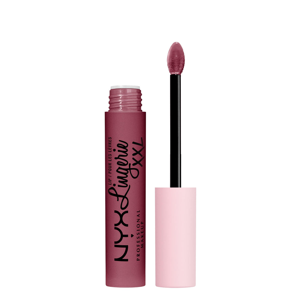 NYX Lip Lingerie XXL Bust-Ed tube closeup with bold matte finish and long wear.