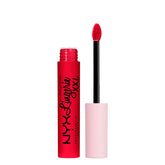 NYX Lip Lingerie XXL Matte Untamable brick red bottle shows lasting color