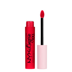 NYX Lip Lingerie XXL Matte Untamable brick red bottle shows lasting color