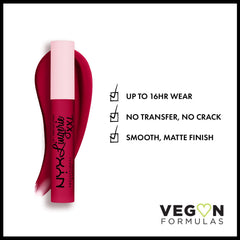 NYX Lip Lingerie XXL Matte Stamina, aplicación con brocha, tono uniforme y cómodo.