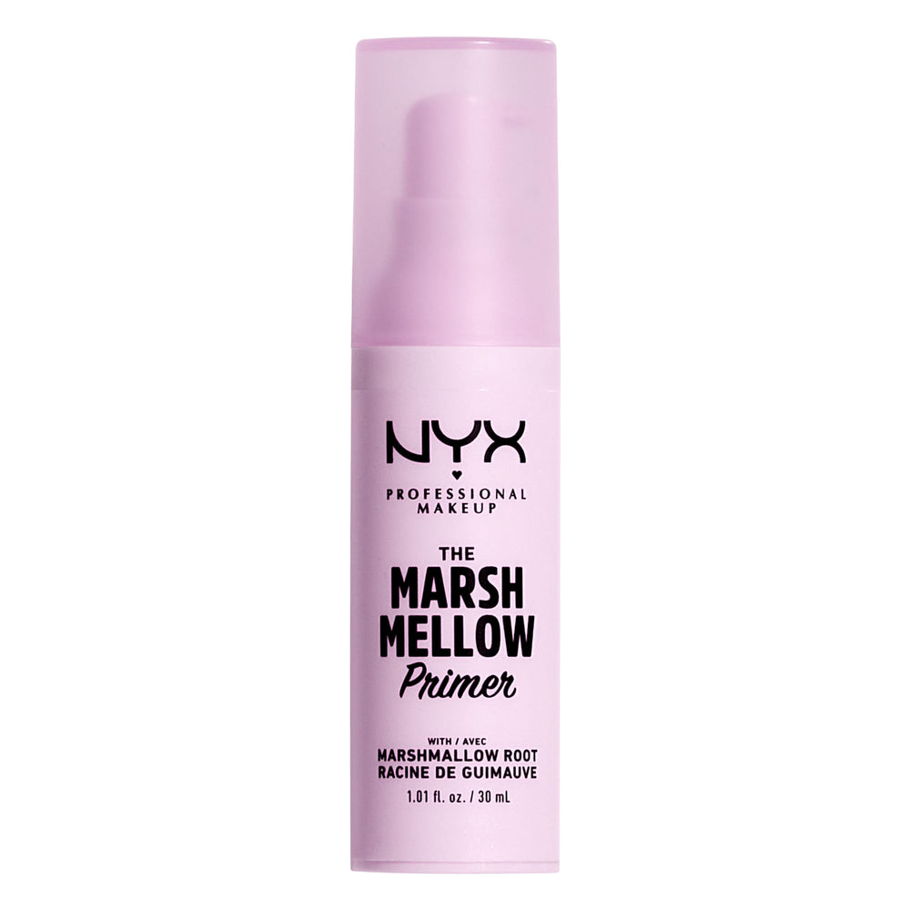 NYX Marshmellow Primer suaviza la piel para un lienzo uniforme y listo para maquillaje.