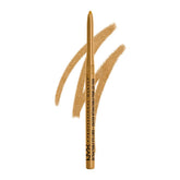 NYX Mechanical Eyeliner Pencil in gold close-up showing retractable tip for precise definition.