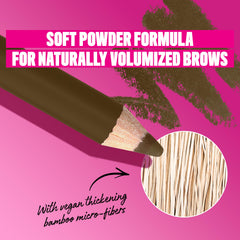 Spoolie blending and grooming with NYX Powder Louder Brow Pencil.