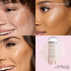 Aplicación suave de Buttermelt Glaze Stix para un glow sutil y natural.