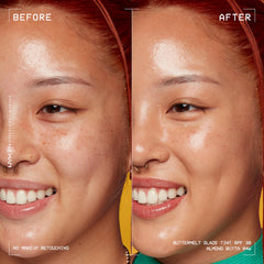 Buttermelt Glaze aporta SPF 30 para protección diaria sin rastro blanco.