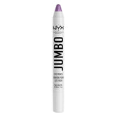 NYX Jumbo Eye Pencil Eggplant swatches show creamy, blendable color for quick monochrome eye looks.