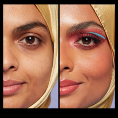 NYX Jumbo Lash applied with 2-in-1 liner for seamless, secure wear.