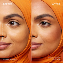 Aplicación en mejillas con brocha para difuminado suave con NYX Matte Do Butta.