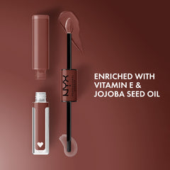 NYX Shine Loud capa superior brillos reflejantes ofrece brillo extremo y comodidad.