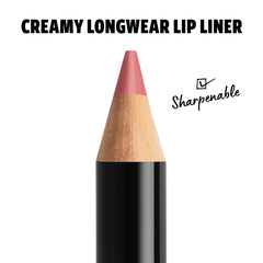 Close-up of NYX Rose lip liner tip for precise edge definition.