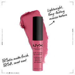 NYX PROFESSIONAL MAKEUP Soft Matte Lip Cream Milan application shows creamy slip and matte finish.