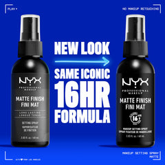 NYX Professional Makeup spray fijador mate 16h, acabado estable.