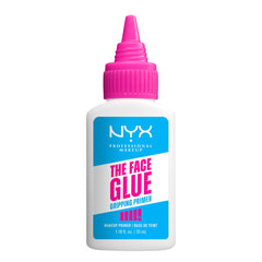 NYX The Face Glue Primer, botella frontal, adherencia duradera para maquillaje.