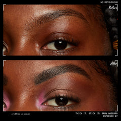 Fibras de origen vegetal en Thick It Stick It elevan el aspecto de las cejas.
