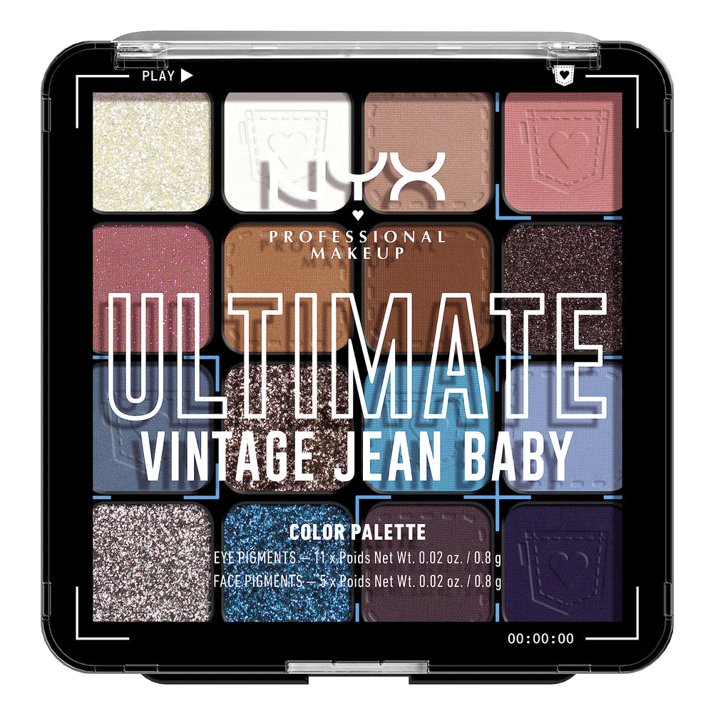 NYX Ultimate Shadow Palette Vintage Jean Baby front view with versatile color options