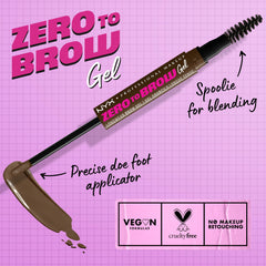 NYX Zero to Brow Gel Chocolate, difuminado con spoolie para transiciones suaves