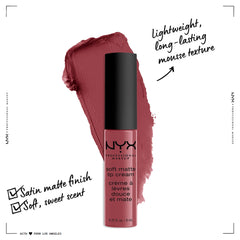 NYX Soft Matte Lip Cream Budapest application demonstrates smooth, comfortable glide.