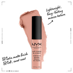 NYX Cairo Soft Matte Lip Cream swatch for easy layering and blending.