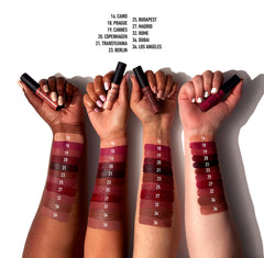 NYX Cairo lip cream on lips with soft matte finish.
