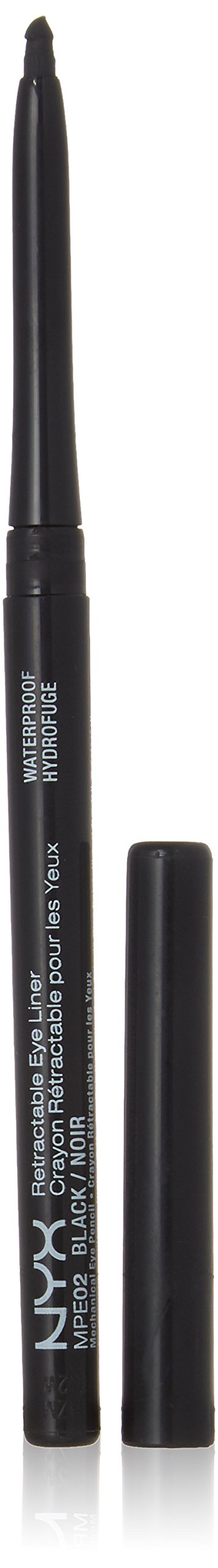 nyx waterproof retractable eyeliner black closeup showing smooth glide and precise definition