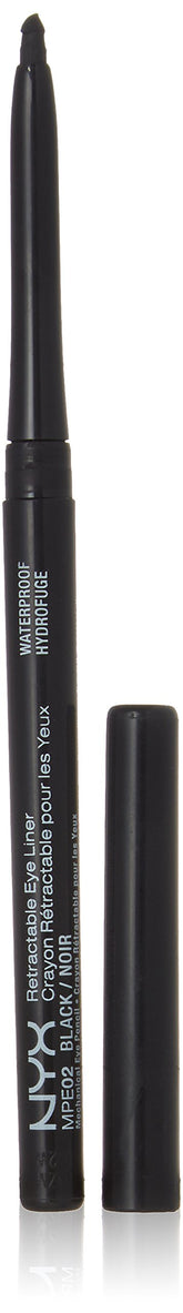 nyx waterproof retractable eyeliner black closeup showing smooth glide and precise definition