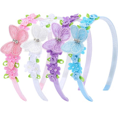 Diadema OAOLEER mariposa rosa con diamantes para peinados alegres.
