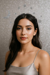 diadema oarkive luna brillo plateado, perfecta para fiestas y disfraces