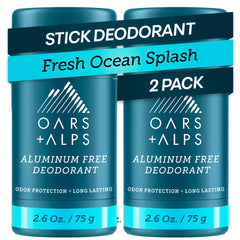 Oars + Alps aluminum-free deodorant bottle Ocean Splash delivers all-day freshness.