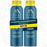 Oars + Alps SPF 50 spray bottle offers face and body protection in sunlight