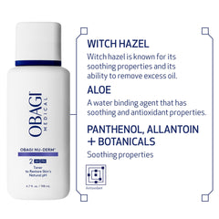 Obagi Nu-Derm Toner applied with cotton pad on the face.